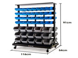 BAUMR-AG 94 Parts Bin Rack Storage System Mobile Double-Sided - Blue V219-STRBRKBMRAM94B