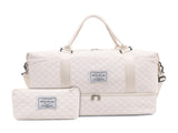 Pink Chic 3-Piece Quilted Travel Bag Set - Duffel, Crossbody Sling Toiletry Pouch - Large Capacity V888-ELOSUNG27486
