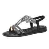 womens flats sandals summer gladiator bohemian rhinestone dress shoes comfortable open toe elastic V1192-AZ-W-33052