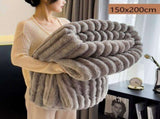 Fluffy Rabbit Fleece Standard Single Blanket Thick Milk Fleece Flannel Couch Nap Throw Medium Grey V1221-XM-LB5539-ZS195