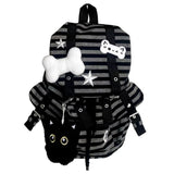 Vintage Striped Backpack Large Capacity Y2k Drawstring Bags Multi-pocket Casual Stripe Bookbags V1366-AZ2-W-18328