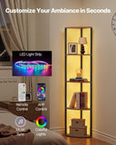 VEVOR 5 Tier Corner Shelf Tall Corner Stand with LED Light Narrow Display Rack V952-ZLSZJSNJTMK655TLO001V9