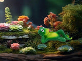 Set of 3 Green Resin Frog Figurines Outdoor Garden Decor Lawn Ornaments for Yard and Patio V1366-AZ2-W-18468