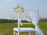 Wedding Aisle Decorations Artificial Flowers - Rose Chair Back Decor with Ribbons for Wedding V1366-AZ2-W-16515