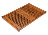 Kungfu Tea Tray Chinese Gongfu Tea Tray Drainage Water Storage Wood Tea Table with Drain Pipe Yellow V1294-YM0703-3118230040211