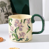2X High-Fired Ceramic Porcelain Mug Set with Lid 400ml Vintage Floral Tea Spoon GREEN V274-HA-LA-P0024826-MUT