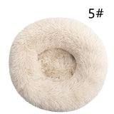 Calming Donut Pet Bed -Soft Faux Fur, Anti-Anxiety Fluffy Round Bed for Cats and Small Dogs V888-ELOSUNG10265
