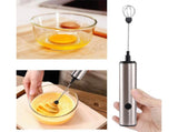 Stainless Steel Electric Milk Frother, Handheld Egg Beater, USB Charging, Mini Mixer V1263-JX-2937