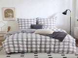 Rylee Grey Check Seersucker Quilt Cover Set - Queen Size V493-JH-Q-06