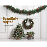 Jingle Jollys 2.4m Christmas Garland with LED Lights Decorations Xmas Party XM-TR-GAR-8FT-BERRY-LED