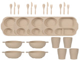 Beige Durable Eco-Friendly Wheat Straw Dinnerware Set - 24 Pieces with Plates, Bowls, Cups & Cutlery V888-ELOSUNG28116