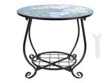 Metal Round Side Table Iron Decorative Patio Accent Table Outdoor Coffee Table for Garden Balcony V1294-YM0901-3116250020311