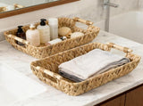 2 Pack Wicker Storage Baskets with Wooden Handles, Large Water Hyacinth Basket for Organizing V1258-DP02-C-599