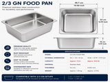 Commercial Stainless Steel GN 2/3 150mm Deep Gastronorm Bain Marie Buffet Steam Table Food Pan with V324-2-3GNPAN-15CM-WLID