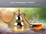 1Pcs Golden Round Stainless Steel Tea Kettle with Infuser for Home Use Daily Brewing 1.2L V1369-AZ3-W-15696