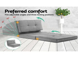 Artiss Recliner Adjustable Floor Chaise Lounge & Ottoman Foot Rest Grey Set FLOOR-19LIN-OTM-02-L60