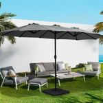 Instahut 4.57m Outdoor Umbrella Beach Pole Garden Tilt Charcoal UMB-POLE-4-TR-CO