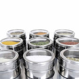 9 Magnetic Spice Jar Tins and Steel Rack - 150g Seasoning Storage Containers V238-SUPDZ-39963280277584