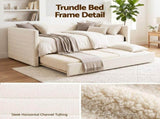 Artiss King Single Daybed with Trundle, Boucle Upholstered Bed Frame Guest Bed BFRAME-I-DUET-KS-WH-AB