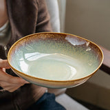 Ceramic Plates Flame Pattern Plates Deep Salad Bowls Noodle Bowls Fruit Plates - Multi - Size L V1347-122-42848-MLT-L