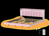 Levede King Floating Bed Frame LED Headboard USB Pink BF1062-K