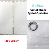 Bubble White Pair of Sheer Eyelet Curtains 140 x 223cm V442-ABR-CURTAIN-PAIRBUBBLEEYELET-WHITE-RE