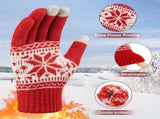 3 Pairs Touch Screen Gloves with Snow Flower Pattern, Warm Knit Winter Gloves Christmas Gifts V1189-LWWAL-20260325-00028