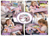 Keezi Kids Travel Tray Car Seat Lap Desk Portable Car Desk Organiser for Car & Airplane Pink KTT-44-PK