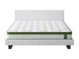 Artiss Double Bed Frame Platform White PVC Leather Hybrid Mattress Modern BFRAME-SET-NEO-XFMA-D