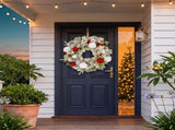 Christabelle 61cm Snowy Elegance Christmas Wreath Pre Lit Warm White LED Red Baubles Berries Fr 112_SENSE61