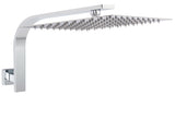Chrome Square 12" Large Rainfall Shower Head Rose Brass Gooseneck Wall Arm Set V1233-A602KSS112
