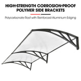 SHADE SHIELD 2x1m Aluminium Exterior Awning, Black DIY External UV Rain Protection Clear V219-OAWFIXSS21CA