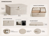 Foldable Cotton Storage Box with Lock for Clothing Accessories Household Items, 38 x 25.5 x 16 cm V1237-ZY-917-251