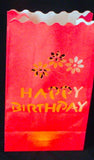 50 Pack Red Happy Birthday Luminary Paper Candle Tea Light Lantern Bags Garden Anniversary Birthday V382-REDBDYLUM50