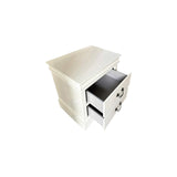 Bedside Table White Colour With 2 Drawers Night Stand Solid Wood Metal Handles V43-BST-SPNC-WH