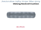 KAAT Amsterdam Softy Stripe Blue Grey Oblong Neckroll Filled Cushion 22cm x 70cm V442-HIN-CUSHION-SOFTYSTRIPE-BLUE-RE