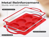 Silicone Muffin Top Pan & Metal Frame Round Egg Baking Pan V1258-DP02-C-30