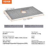 Shower Curb Kit, 1219x1828mm Shower Pan Kit with 160mm Central Drain, Lightweight EPS Shower V952-LYAZDB4872YCFXDWCV0