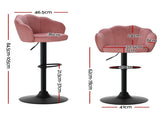 Artiss 2x Bar Stools Gas Lift Velvet Pink BA-K-9968-PKX2