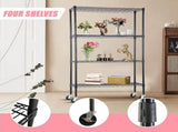 Modular Wire Storage 120x60cm Steel Shelving Black With Wheels For Garage Warehouse Or Kitchen V63-841351