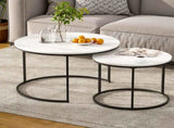 Artiss Nesting Coffee Table Set of 2 Marble Effect FUR-V-COF-01-MBWH