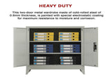Two-Door Metal Short Cabinet Shelf Storage for Home Office Gym V63-844391