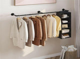 Industrial Iron Pipe Clothes Rail Vintage Wall Shelf V178-66745