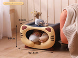 Yellow Cute Cat-Themed Stackable Storage Bin - Multi-purpose Pet Bed & Toy Organizer V888-ELOSUNG40038