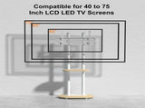 40-75 Inches Heavy Duty Mobile TV Floor Stand with Wooden Shelf, Height Adjustable Rolling TV Mount V767-U-Z1968-WT