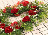 Valentine's Day Wreath Decoration Artificial Rose Ribbon Wreath Heart Shaped Simulated Spring V1294-YM0718-211103LS04-2