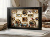 DIY Mini Memory Box Paper Cut Silhouette Shadow Box Kit with Gold Frames and Miniature Figurines for V1366-AZ2-W-14701