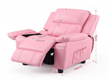 Keezi Kids Recliner Chair PU Leather Toddler Lounge Adjustable Backrest w/ Armrest Storage & 2 Side KID-RECLINER-PU-PK