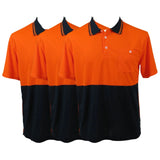 3x HI VIS Polo Shirt Top Tee Safety Workwear Short Sleeve Breathable Mesh BULK - Orange/Navy V563-BR-3WRKPOLO-ORNGNAVY-XL