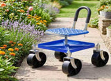 Gardeon Garden Cart Seat Rolling Stool 360 Swivel Height Adjustable Heavy Duty Blue GCT-4W-BL
